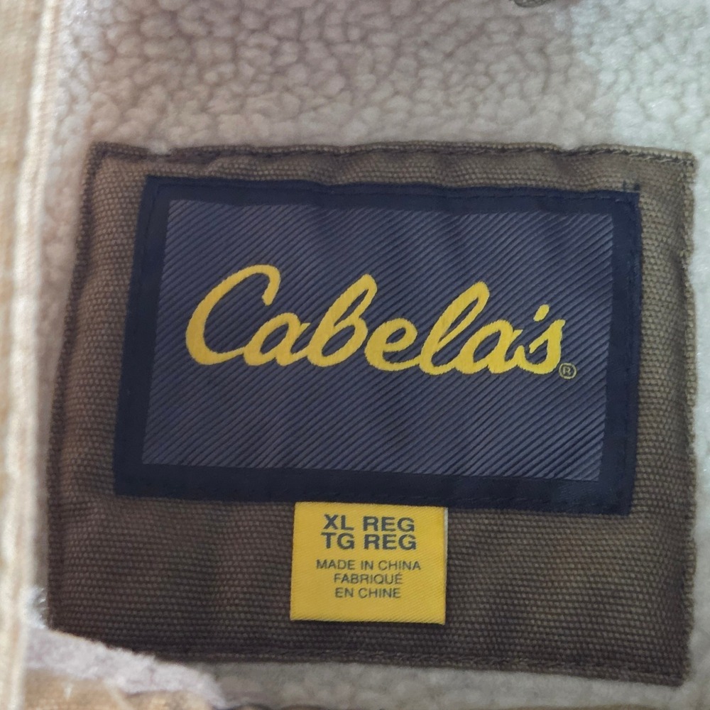 Cabelas Chore Jacket Mens XL Canvas Sherpa Lined Field Coat Brown - Picture 3 of 12